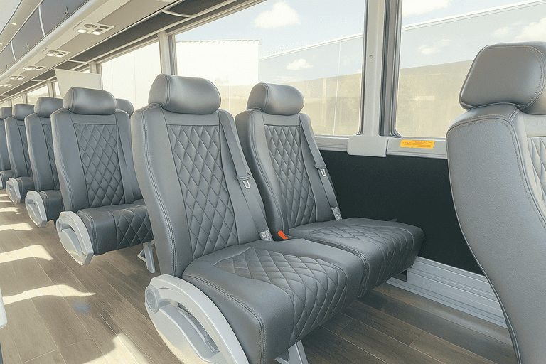 interior of Murrieta Coach Bus Service charter bus